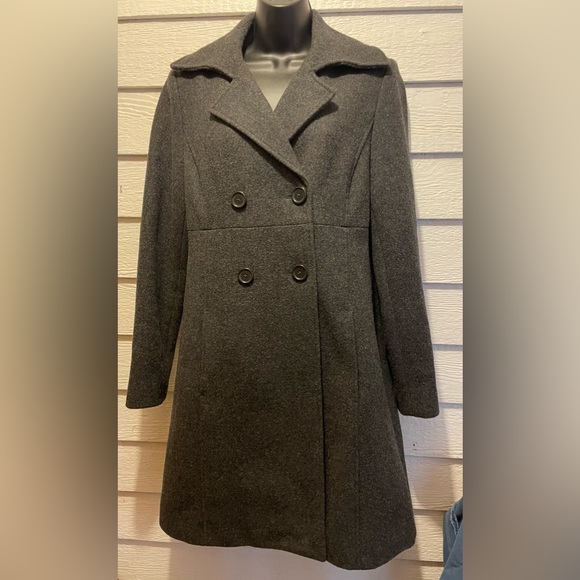 Old Navy Jackets & Blazers - Old Navy Size Med Gray Wool Double Breasted Midi Peacoat